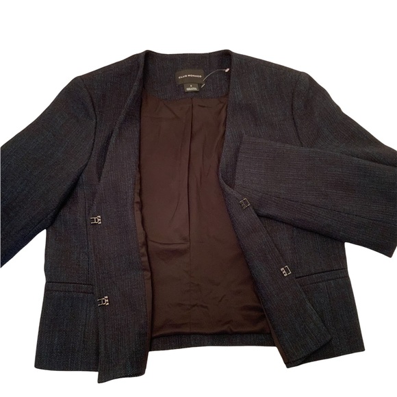 Club Monaco Career Cropped Tweed Blazer Blue/Black colour in Size 6 - Picture 2 of 7